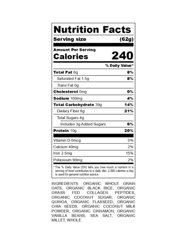 Black Gold Nutrition Facts